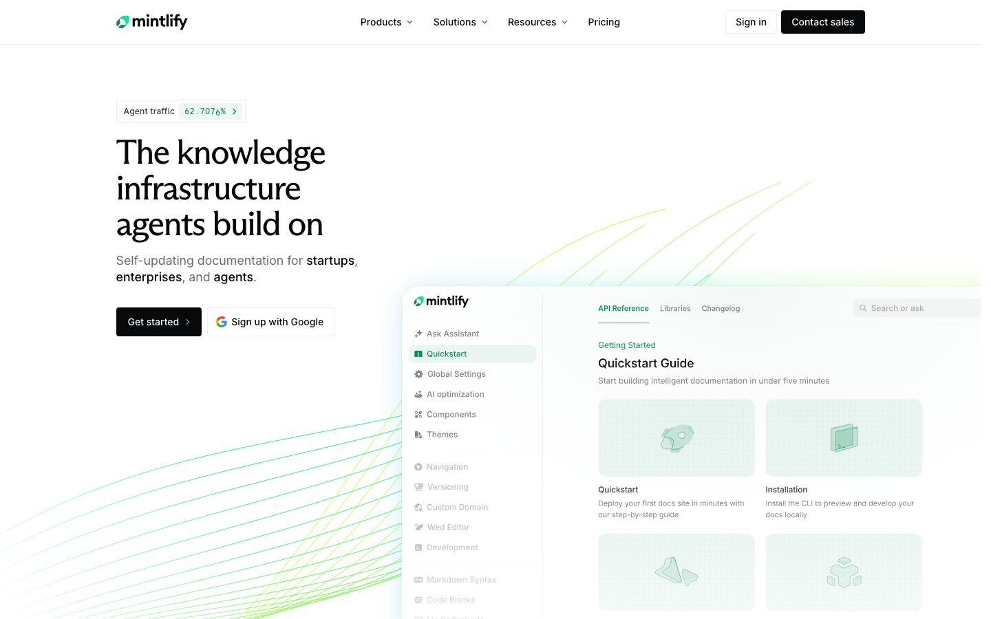 Above-the-fold capture of mintlify.com