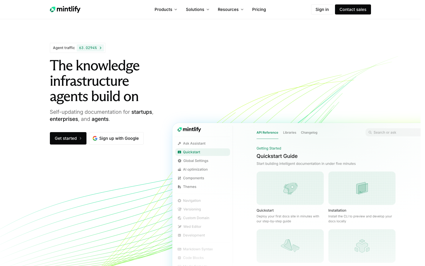 Above-the-fold capture of mintlify.com