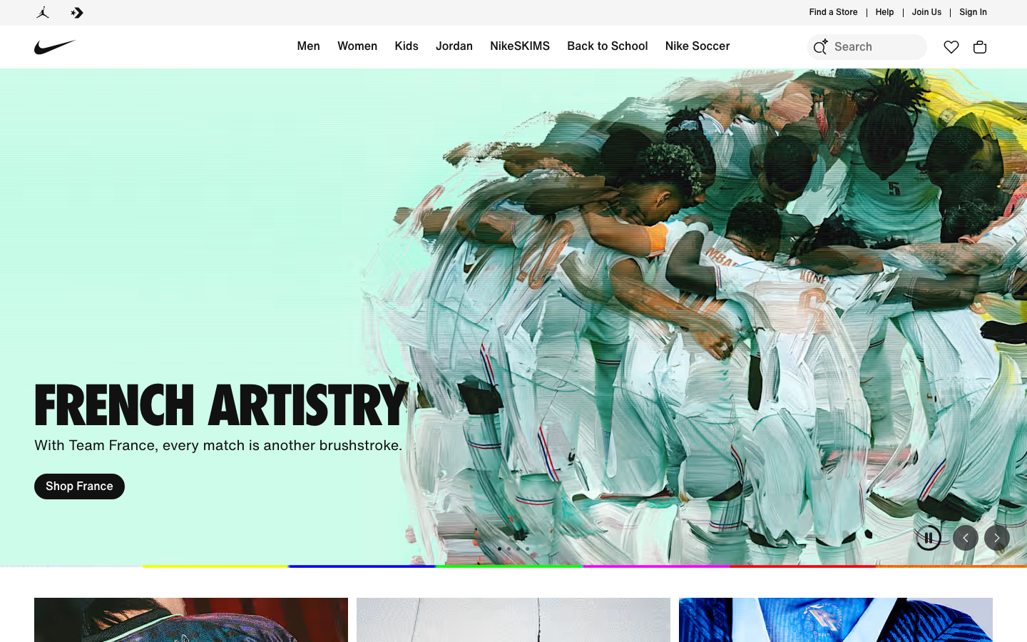 Above-the-fold capture of nike.com