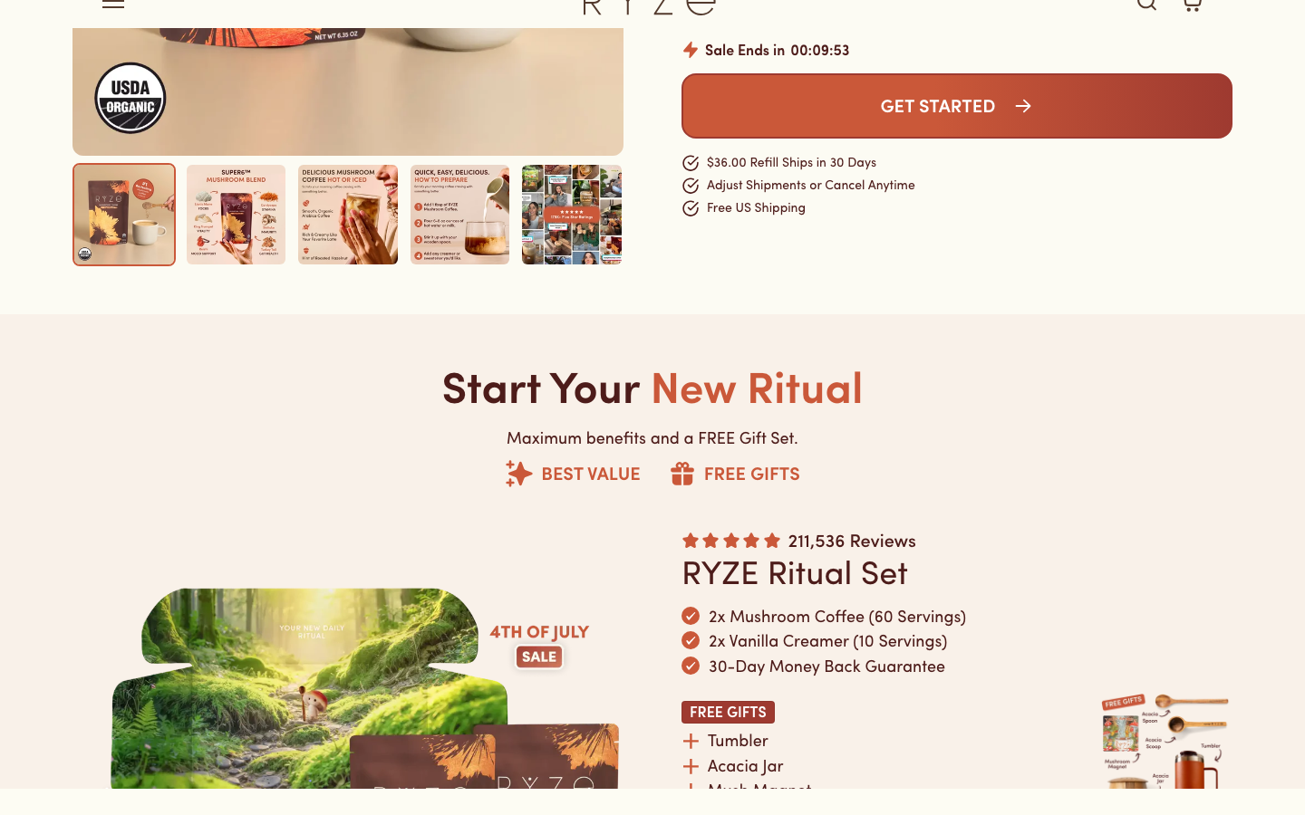 Product page (Mushroom Coffee)