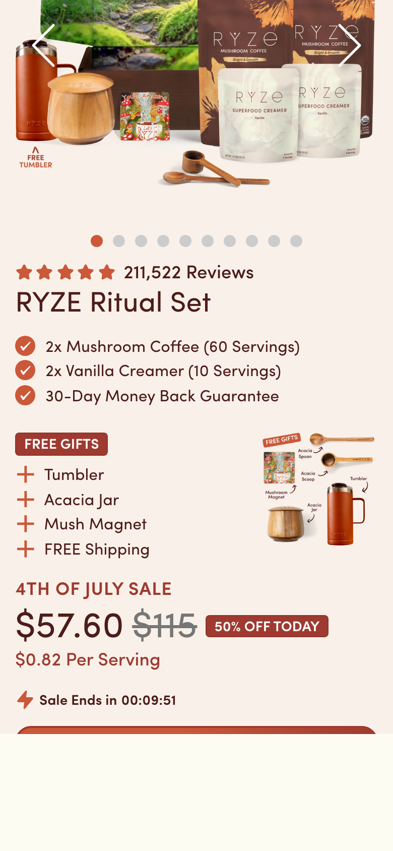 Product page (Mushroom Coffee)