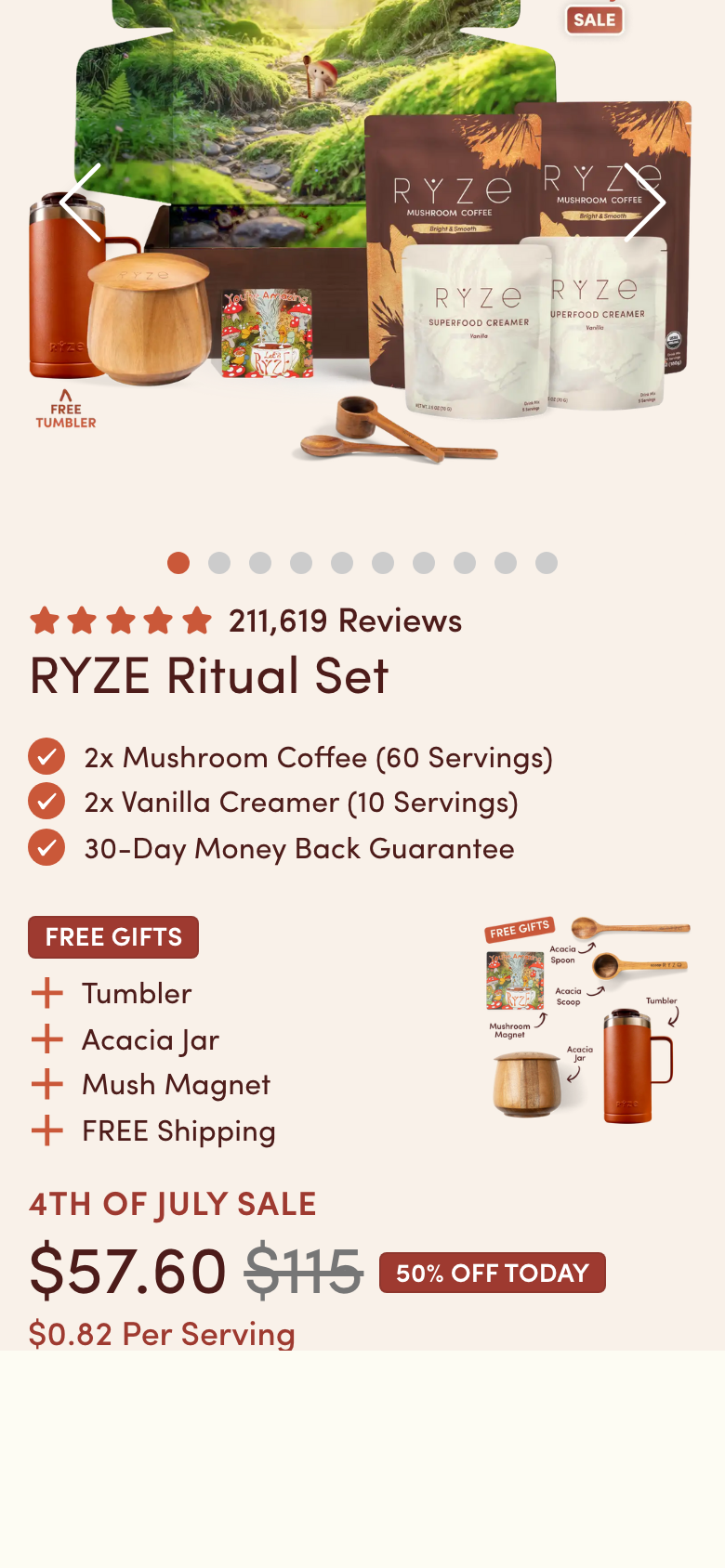 Product page (Mushroom Coffee)