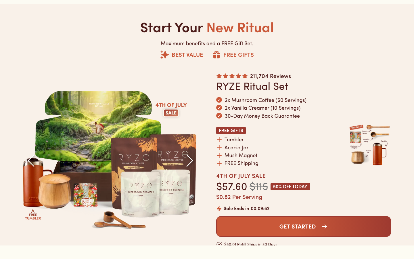 Product page (Mushroom Coffee)