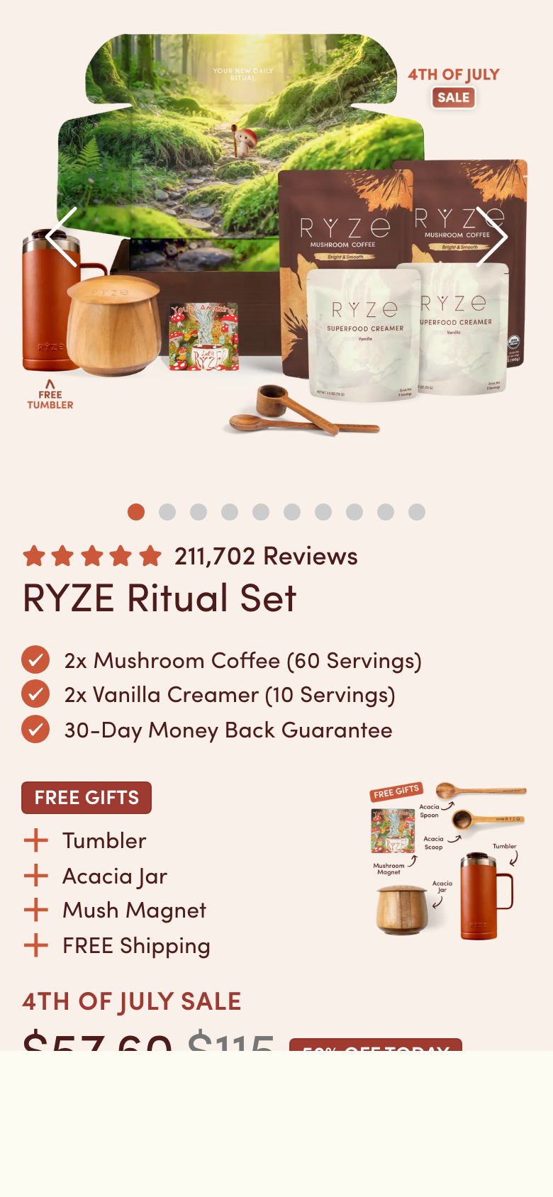 Product page (Mushroom Coffee)